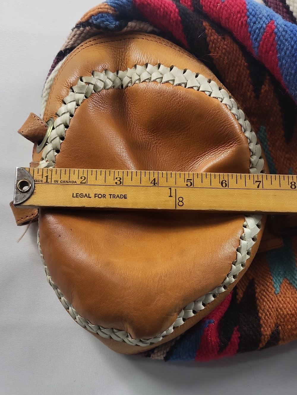 Vintage Southwestern Woven Wool & Leather Backpack Boho - Picture 8 of 8